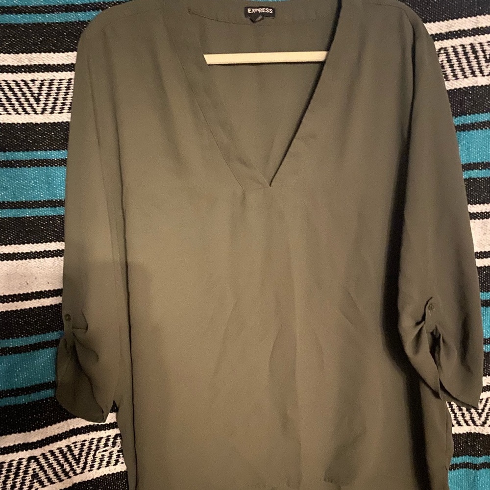 Army green sheer top